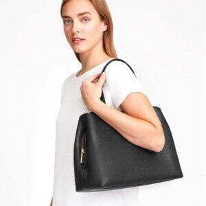Cuyana Black Pebbled Leather Satchel